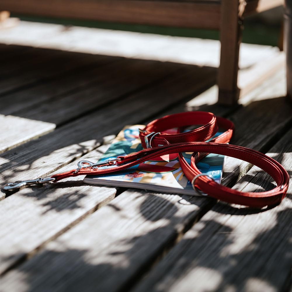 HUNTER Hundehalsband Sofia, Farbe: braun, Kunstleder in Rindnappa-Optik, pflegeleicht, Brilliant gefärbt, weich gepolstert, reißfest, Made in Germany, Größe 60