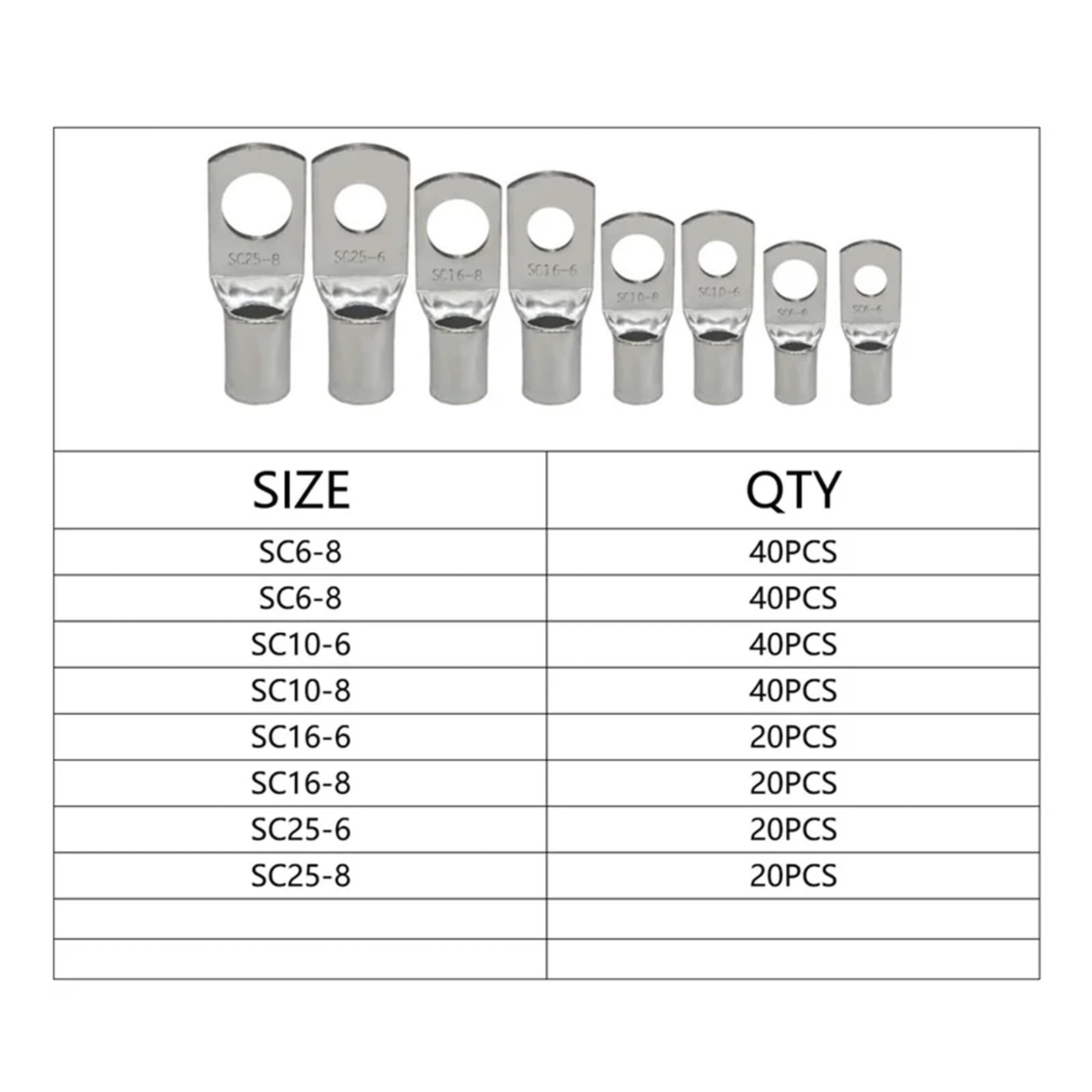 Assortiment de 240 cosses à en cuivre for Tubes et Fils électriques, kit de connecteurs for Batteries et soudage