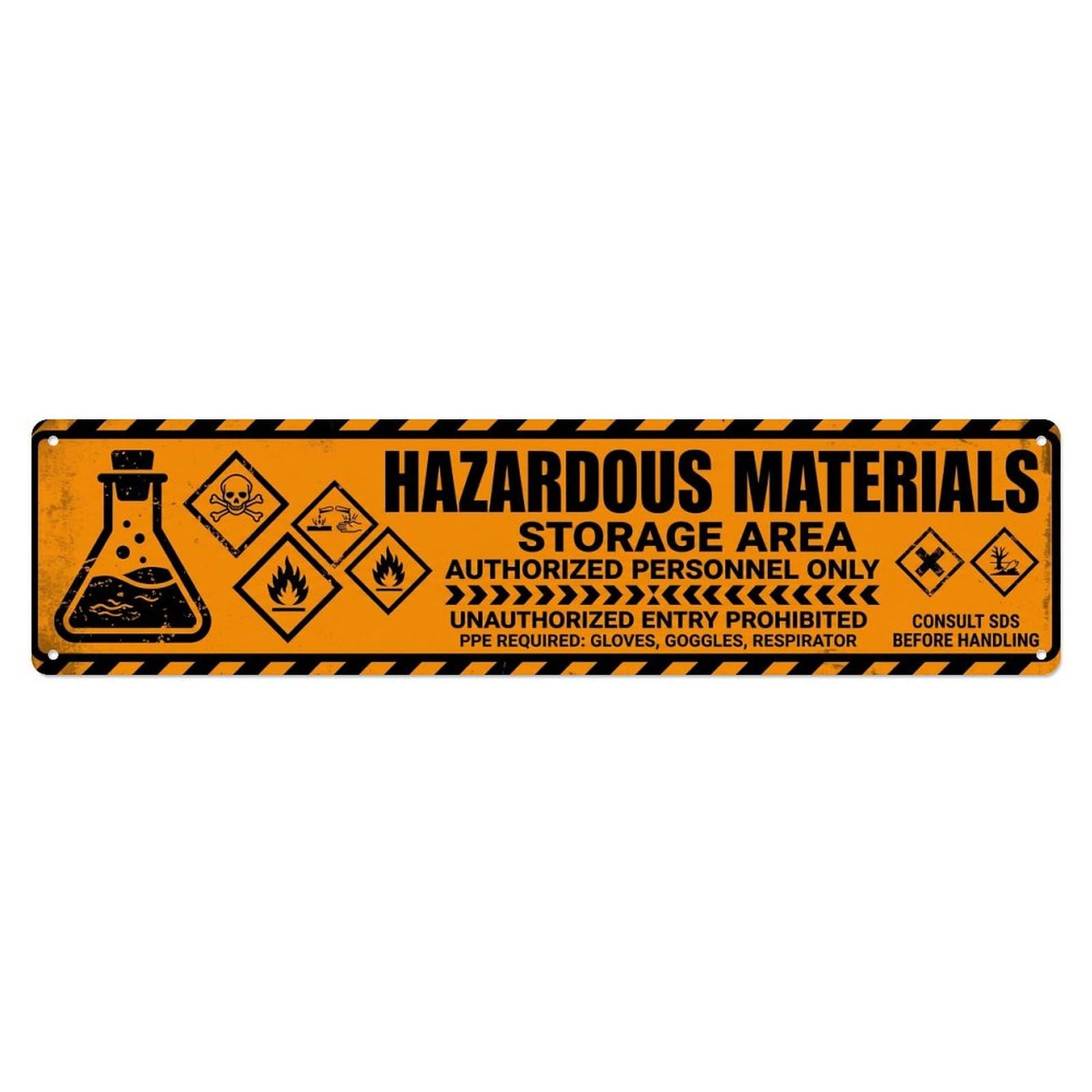Chemical Hazardous Material Facility Metal Tin Sign Plaque Wall Decor for Cafe, Club Bar, Office, Home Garden Metal Poster 4x16Inch