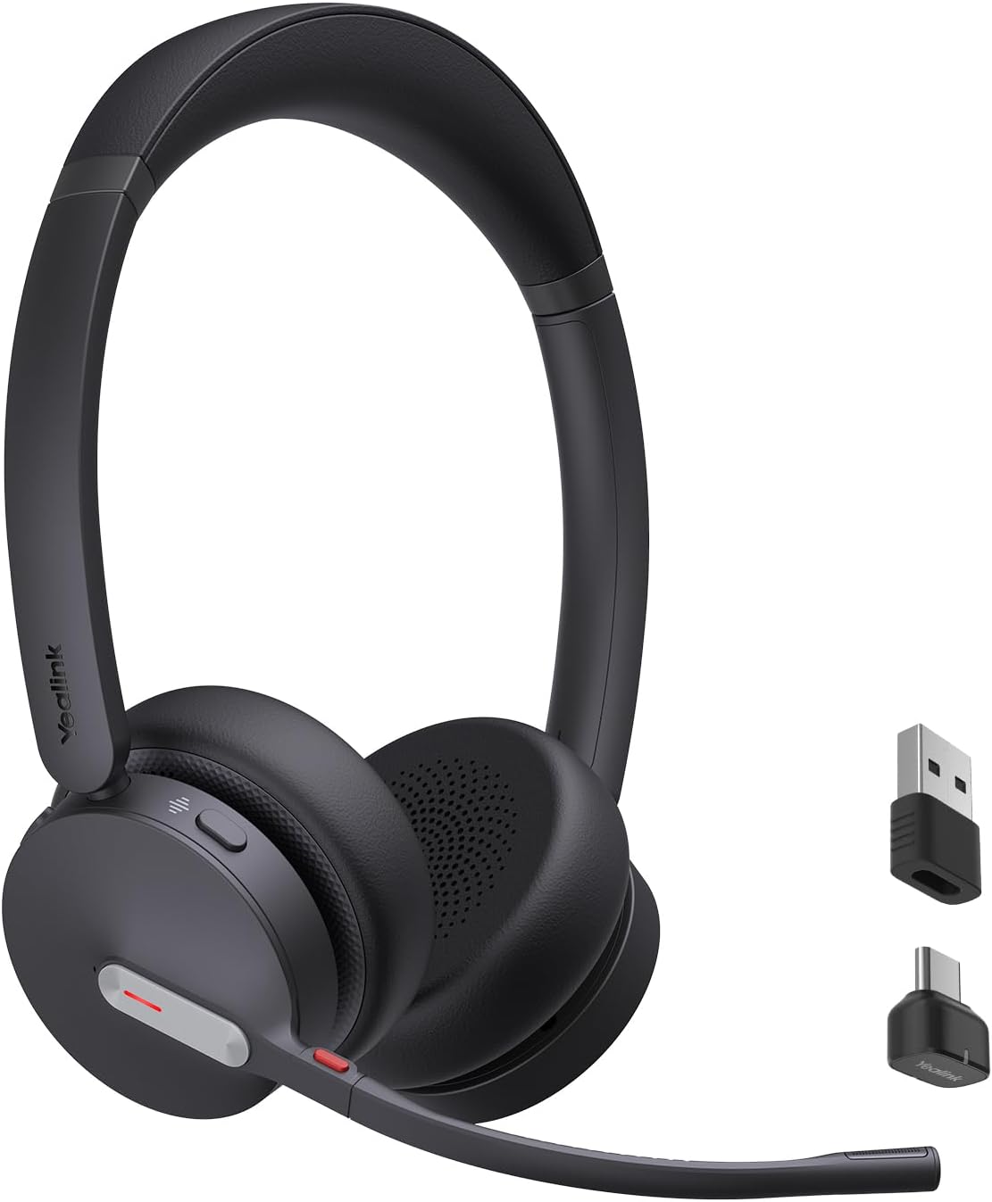 BH70 Dual Bluetooth Headset with Mic for Work, Wireless UC Compatible Headset for 35h Talking, 147g Headphone for Computer, 3 Mics, USB-A