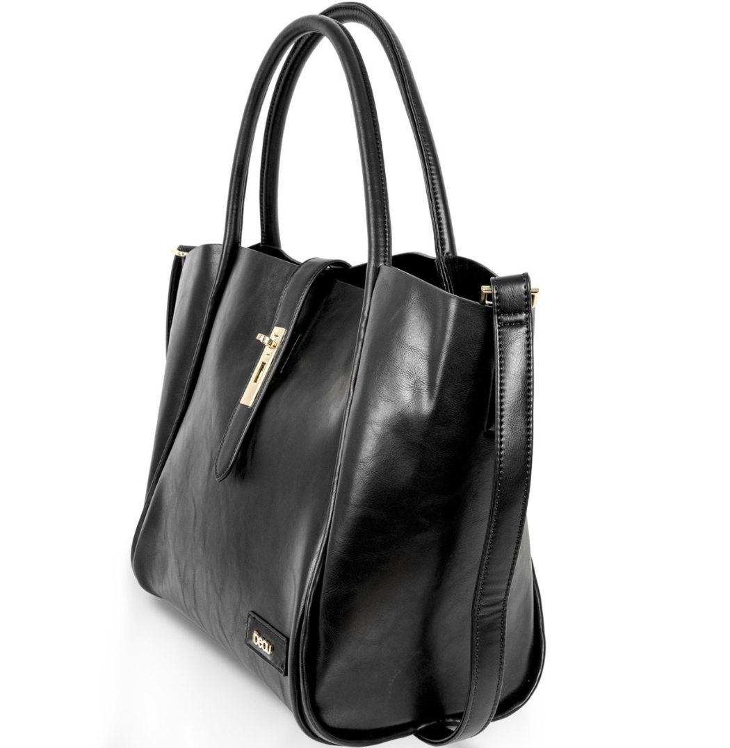 Beau Caris Faux Leather Diaper Bag - Black