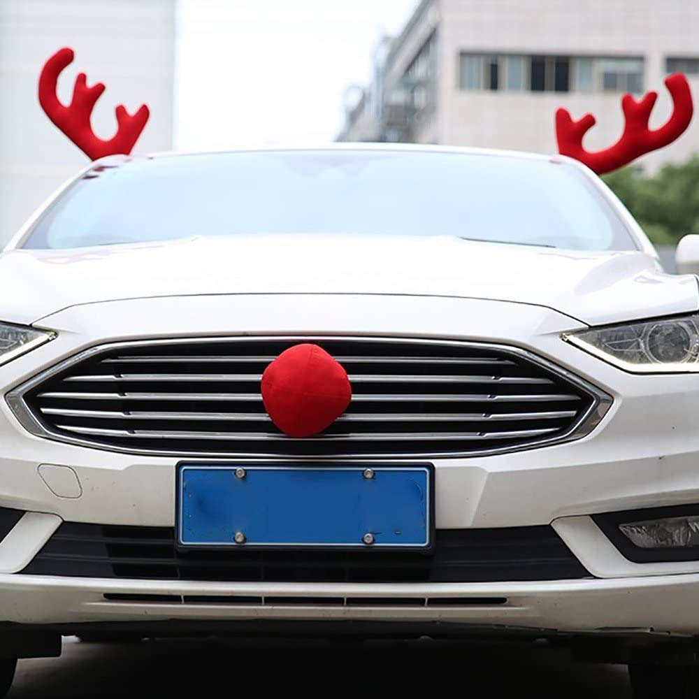 Décor Noël Voiture - Cornes De Renne Et Nez Rouge - Kit Amusant Pour Auto