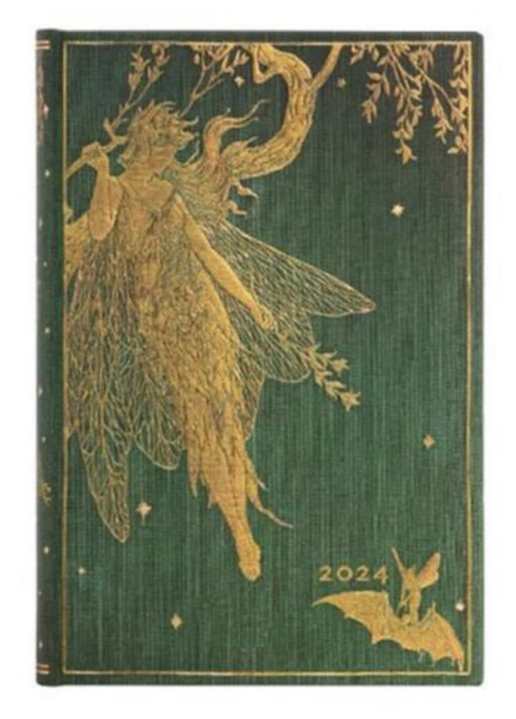 Paperblanks 12-Month Calendar 2024 Olive Fairy Daily Overview Mini (95 × 140 mm) - Italian