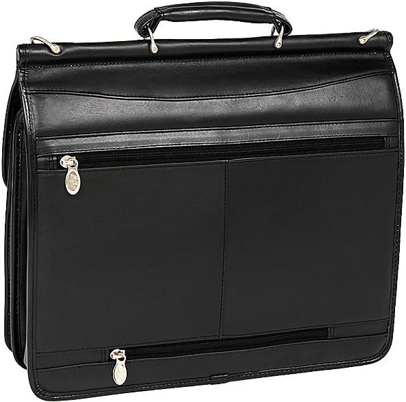 McKlein, V Series, Halsted, Top Grain Cowhide Leather, 15" Leather Double Compartment Laptop Briefcase, Black (80335)