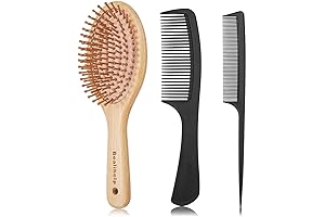 Premium Bamboo Hair Brush and Comb Set