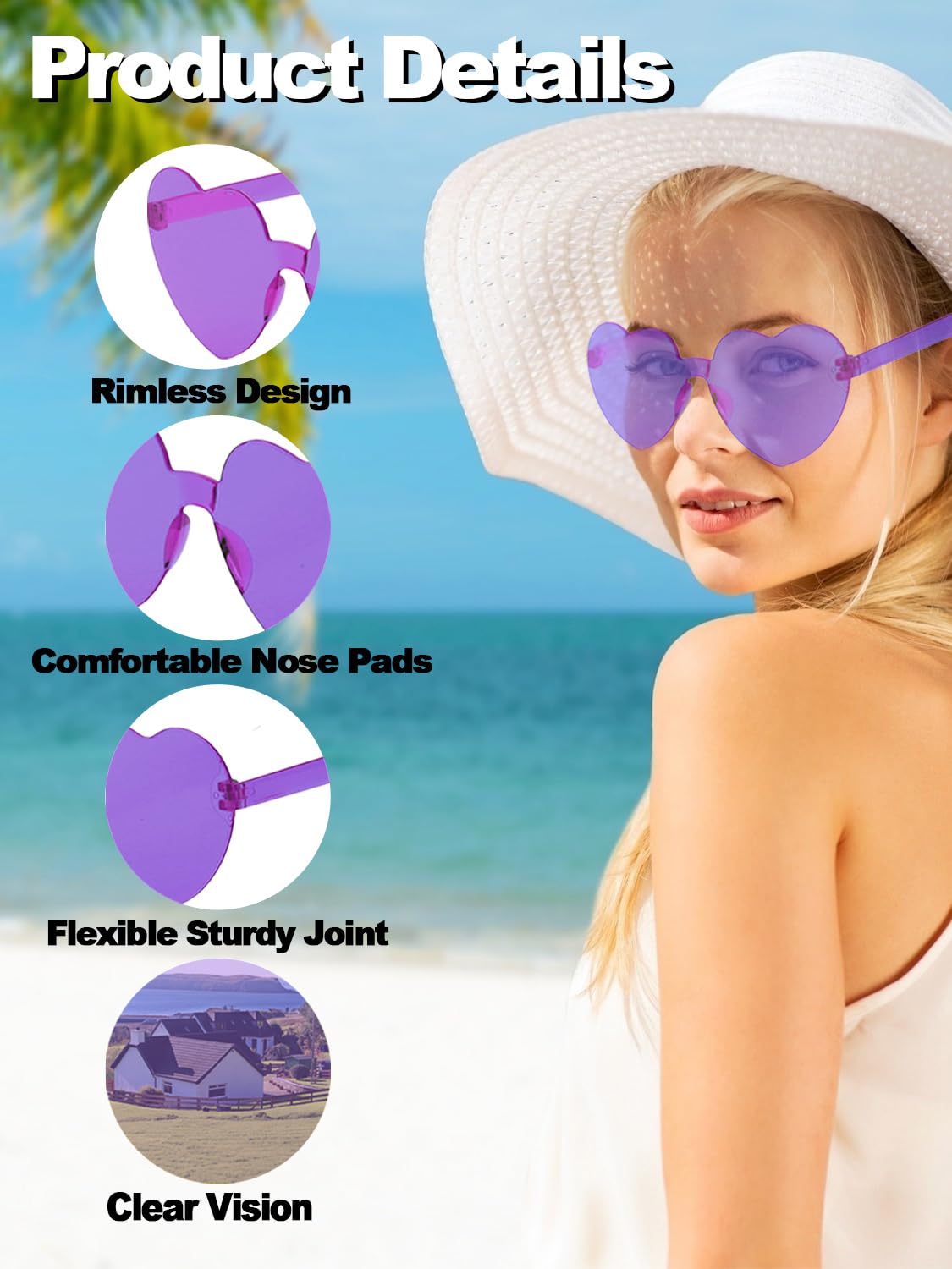 BIRDDIE Piezas Gafas Corazon