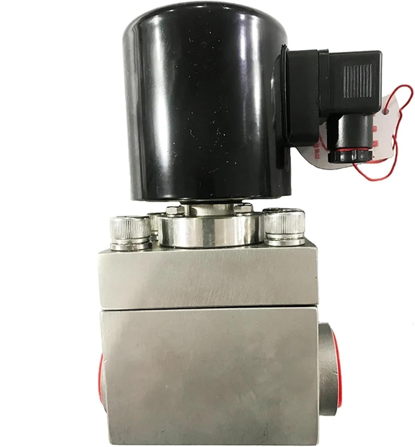 Válvula solenoide de agua de 2 vías 150BAR 15MPa 1 pulgada DC24V - SS304, normalmente cerrada, orificio de 25 mm