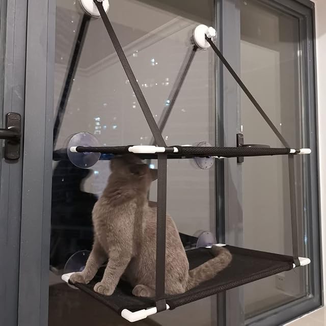 Foto 6 de 8 de Fencelly Hamaca de doble capa para ventana, para ventana de gato, hamaca de hasta 22 libras