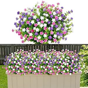 SOMYTING 9 fasci di fiori artificiali, balcone fiori artificiali resistenti ai raggi UV arbusti verdi piante artificiali eucalipto decorazione per interni ed esterni giardino finestra matrimonio festa