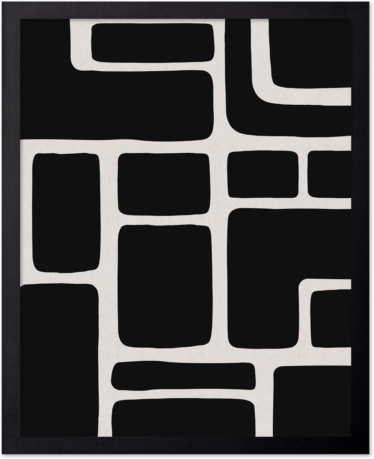 Poster Master Geometric Shapes Poster - Modern Abstract Print - Black and White Artwork - Mid Century Modern Art - Illustration - Minimal Design - Living Room or Office Decor - 16x20 Black Framed