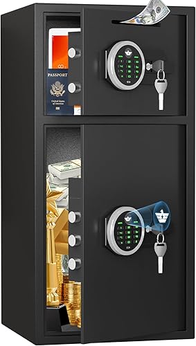 Caja fuerte resistente de 6.0 Cub con sistema de alarma doble, ranura de depósito y teclado retroiluminado, ideal para el hogar, oficina, hotel