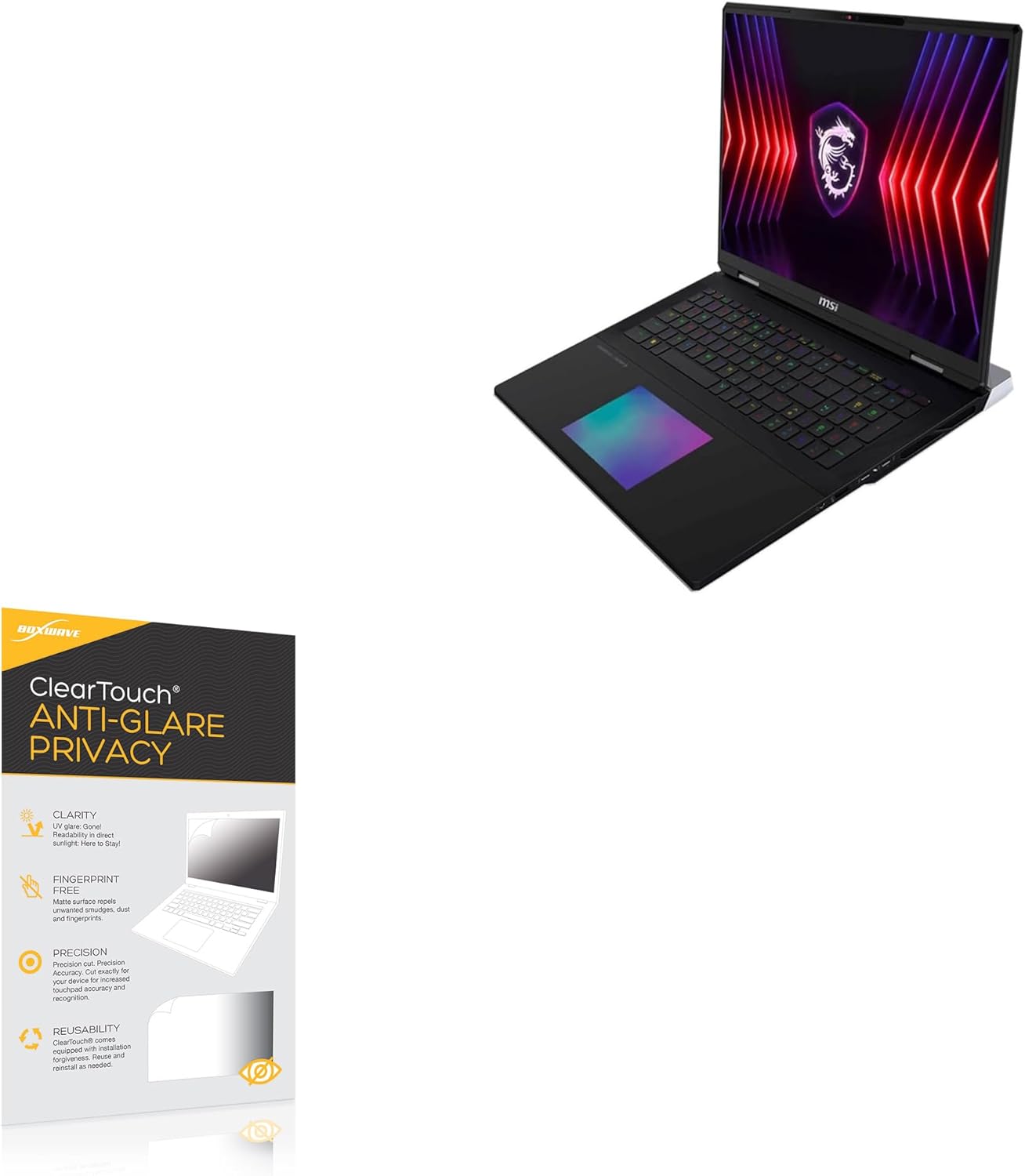 BoxWave Screen Protector Compatible with MSI 18" Titan 18 HX AI Gaming Laptop - ClearTouch Anti-Glare Privacy (2-Pack), Privacy Screen Protector Flexible Film Anti-Glare