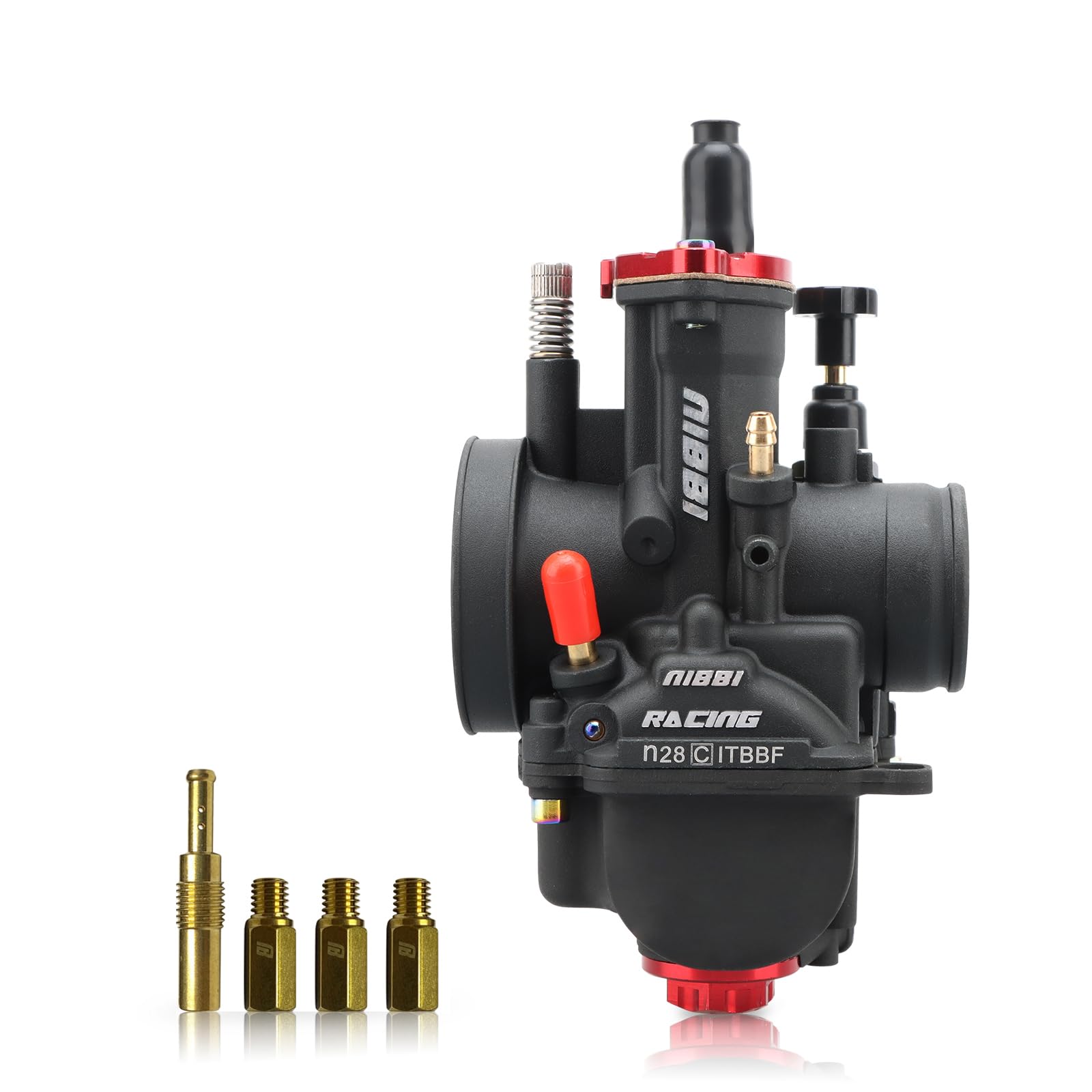 NIBBI PWK 28mm Carburetor with Three Main Jets and One Pilot Jet of Performance Racing Carburetor for Replace Keihin or mikuni Carburetors