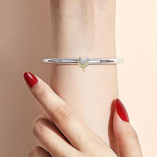 Miniatura 4 de KunBead Abalorios de herradura en tono dorado para montar en silla de montar en silla de montar en forma de herradura, compatibles con pulseras