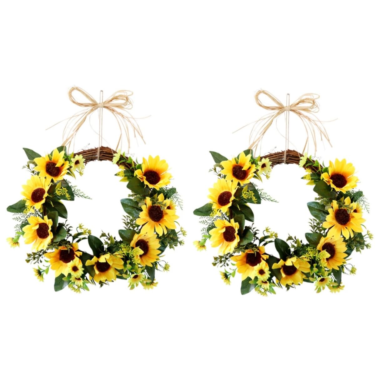 Alipis 2 Pz Simulazione Girasole Ghirlanda della Porta d'ingresso ghirlande Verdi per la Porta d'ingresso addobbi Matrimonio Ornamento vetrina Ghirlanda sospesa Artificiale Appeso al Muro