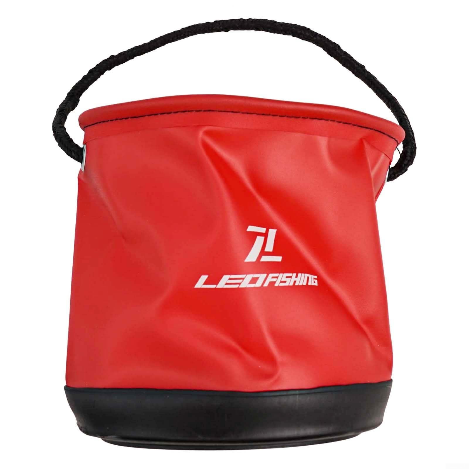 Seau de pêche étanche 4 5 L EVA pliable pour le camping, la randonnée et le nettoyage de voiture avec bretelles réglables (bleu)