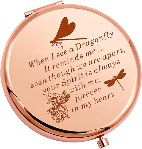 Miniatura 1 de JNIAP Dragonfly Memorial Gift Dragonfly Compact Mirror Lost of Loved One Gift Inspirador Libélula Frases Mini Espejo de Bolsillo