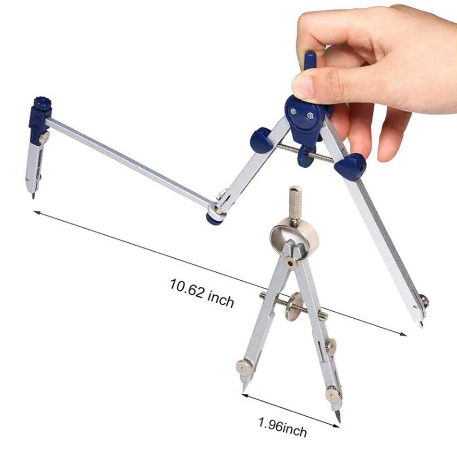 Lot de 3 compas de dessin de précision réglables 7 pièces/ensemble pour l'école, le bureau, la rédaction, style 1
