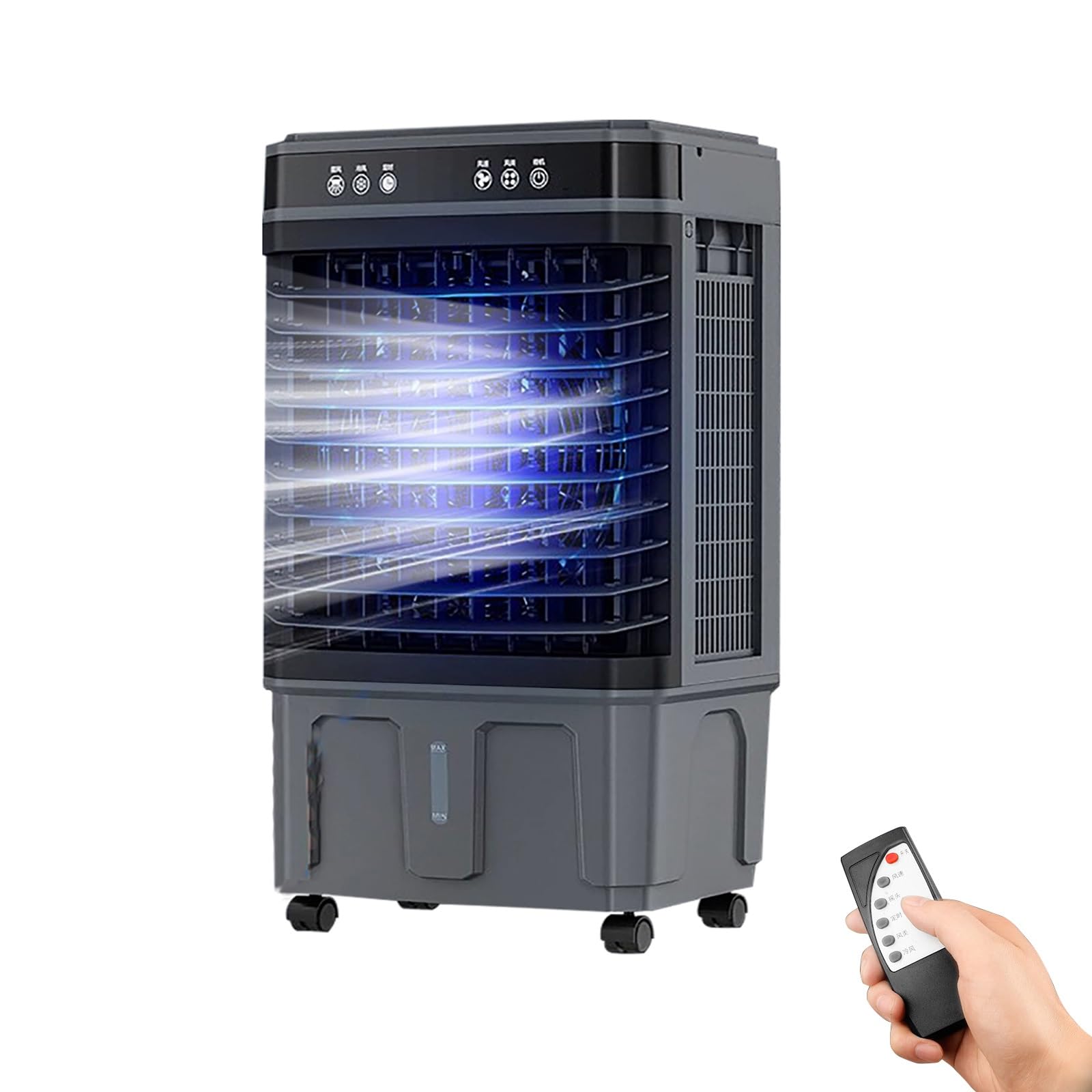 Portable Evaporative Air Cooler, 20/30/40L Swamp Cooler with 3 Speeds, 120° Oscillation, 12H Timer & Remote Control for Home & Office