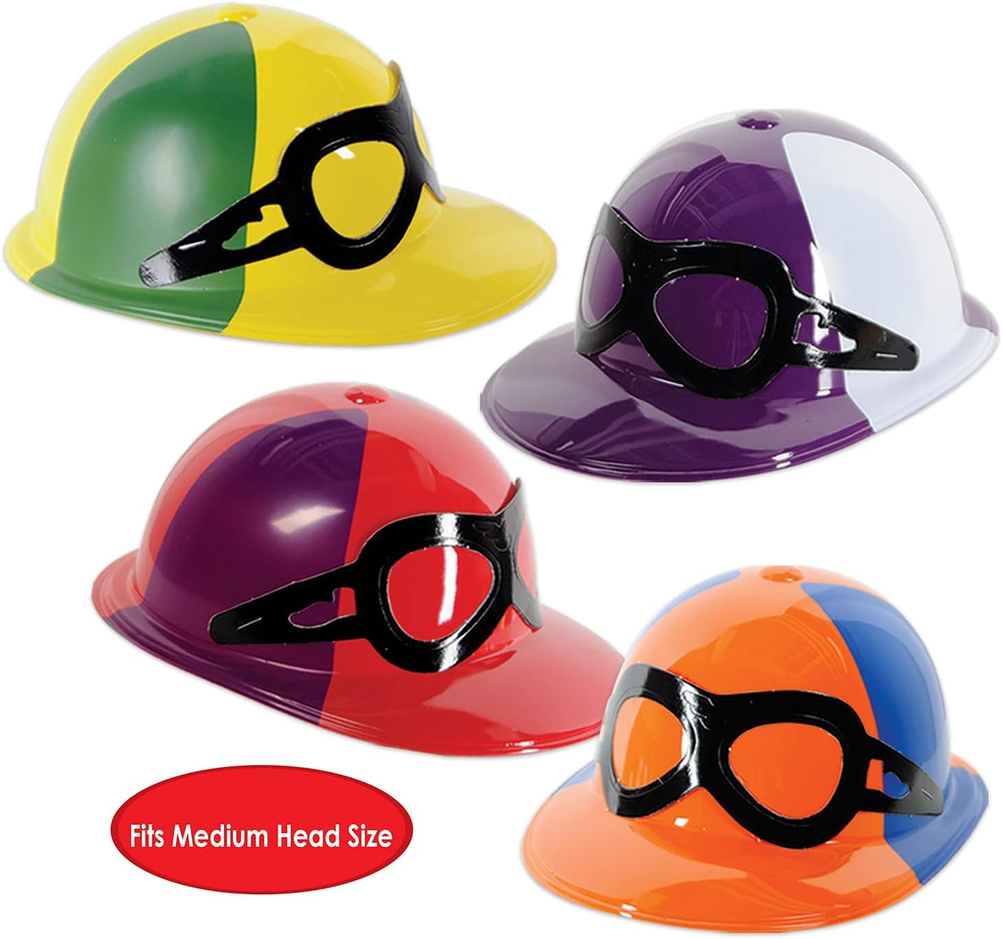 Beistle 48 Piece Colorful Plastic Jockey Helmet Hats, Horse Racing Party Supplies, Race Day Headwear
