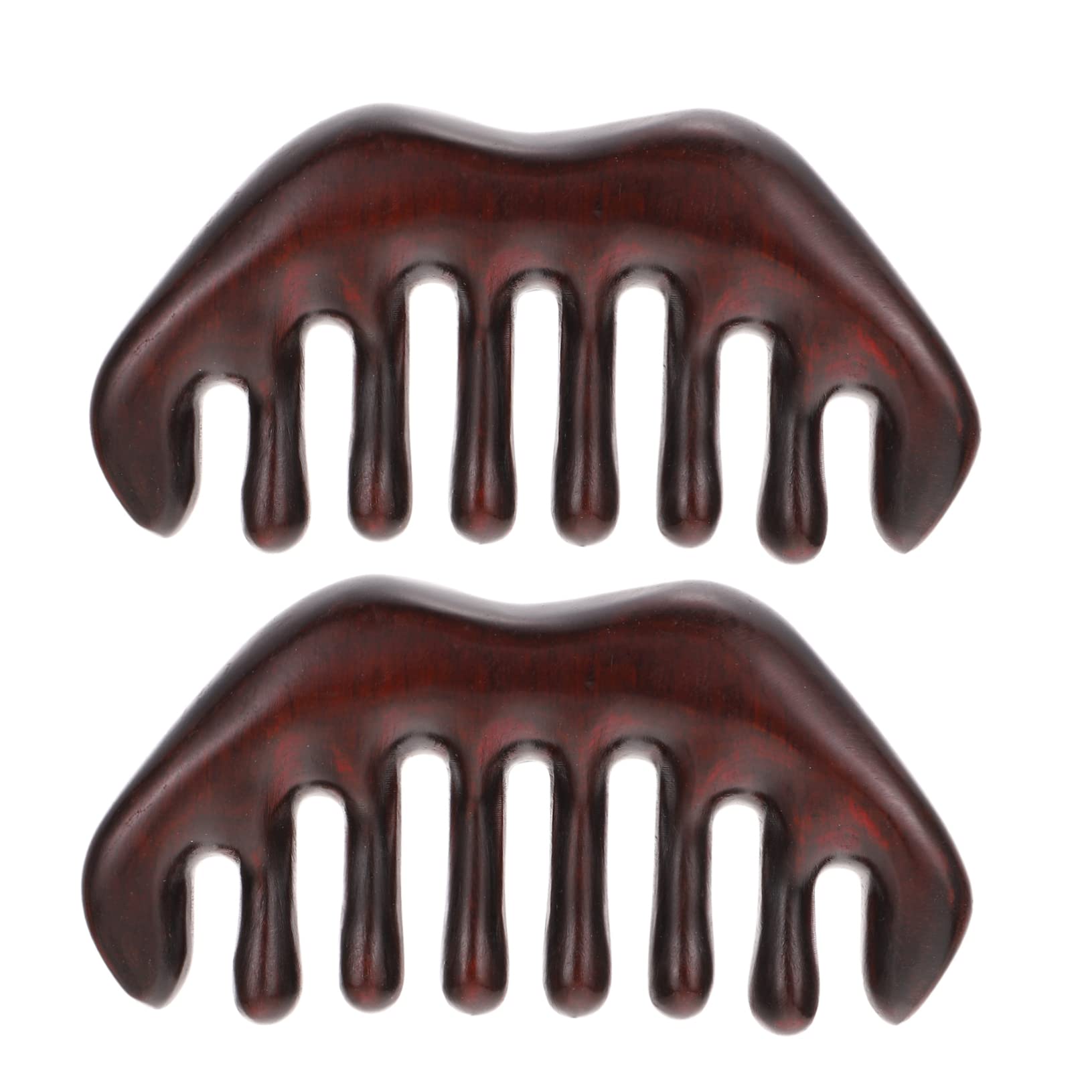 WOONEKY 2 Peines de Madera de Dientes Anchos para Cabello, Masajean el Cuero Cabelludo, Desenredan en Seco o Mojado, para Mujeres y Hombres