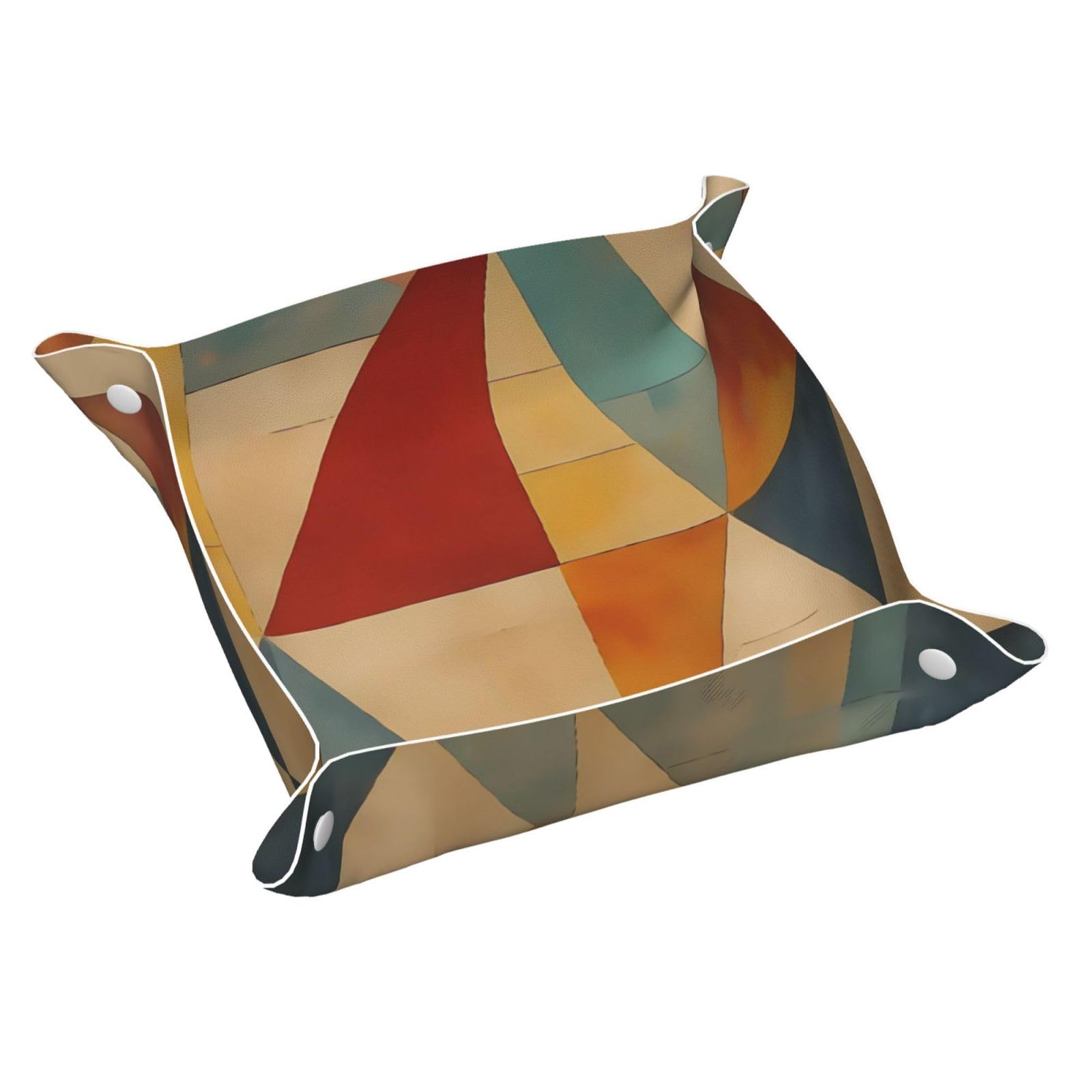 HLBSDM Mid Century Modern Geometric Art Tray Men's Leather Valet Parking Portable Entrance Trays Bedside Storage Box