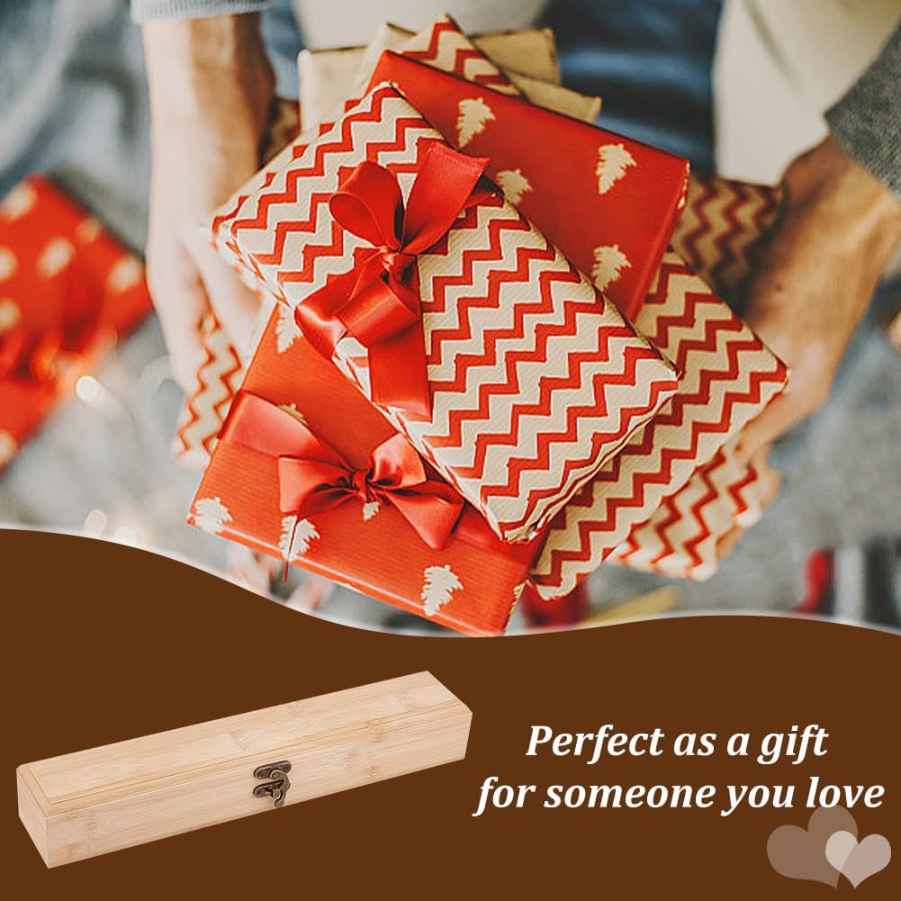 OLYCRAFT Unfinished Wooden Box 12x2.2x1.8 Inch Wood Branding Iron Box Rectangle Pencil Bamboo Boxes Unpainted Storage Boxes with Hinged Lid and Front Clasp for Crafting Making Jewelry Holiday Gift