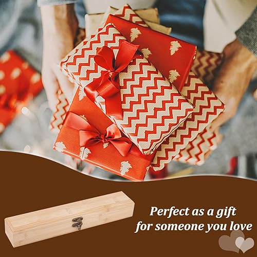 Miniatura 6 de OLYCRAFT Caja de madera sin terminar de 12 x 2.2 x 1.8 pulgadas, caja de hierro de marca de madera rectangular, caja de almacenamiento sin pintar