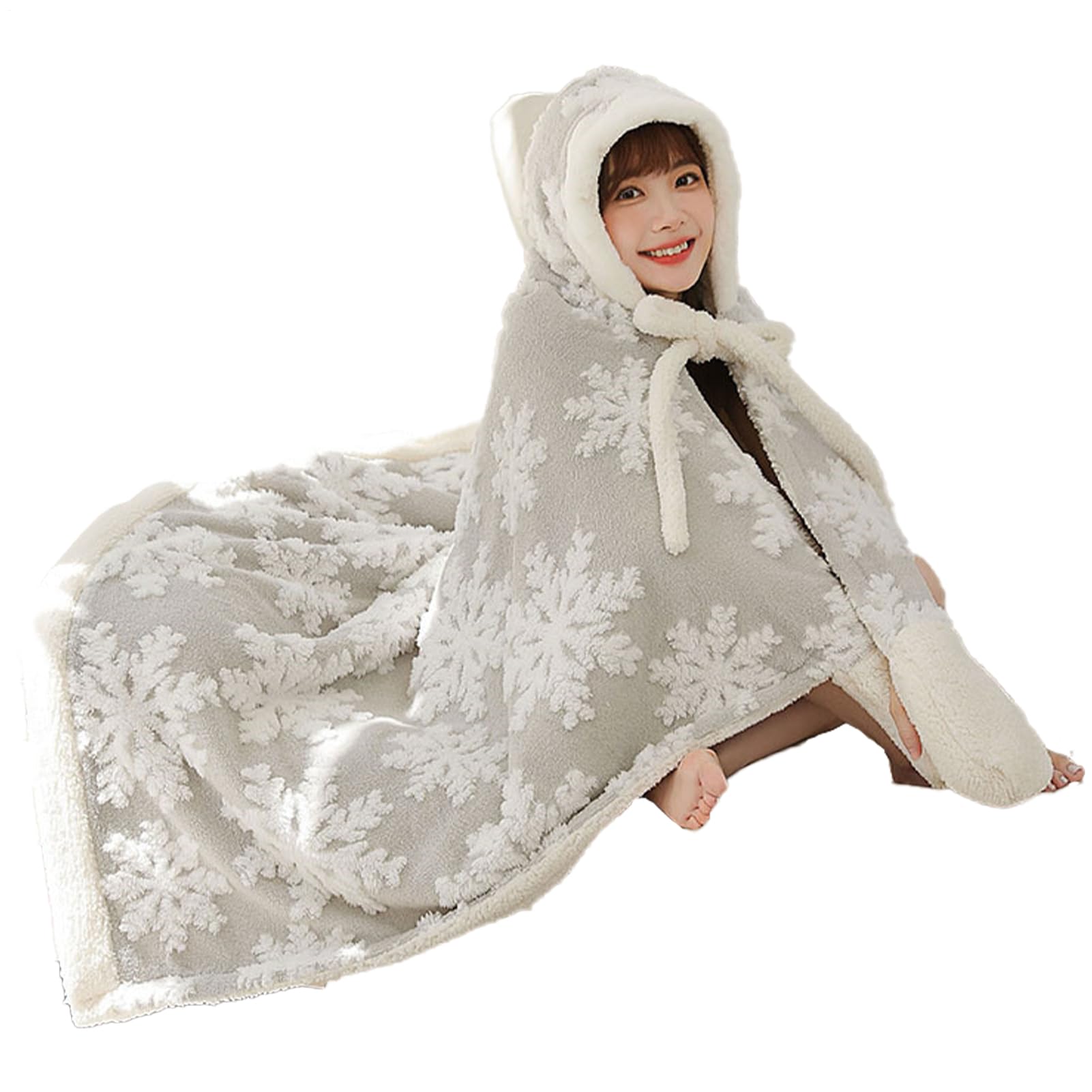 Couverture à capuche portable pour femme et homme en polaire douce pour canapé