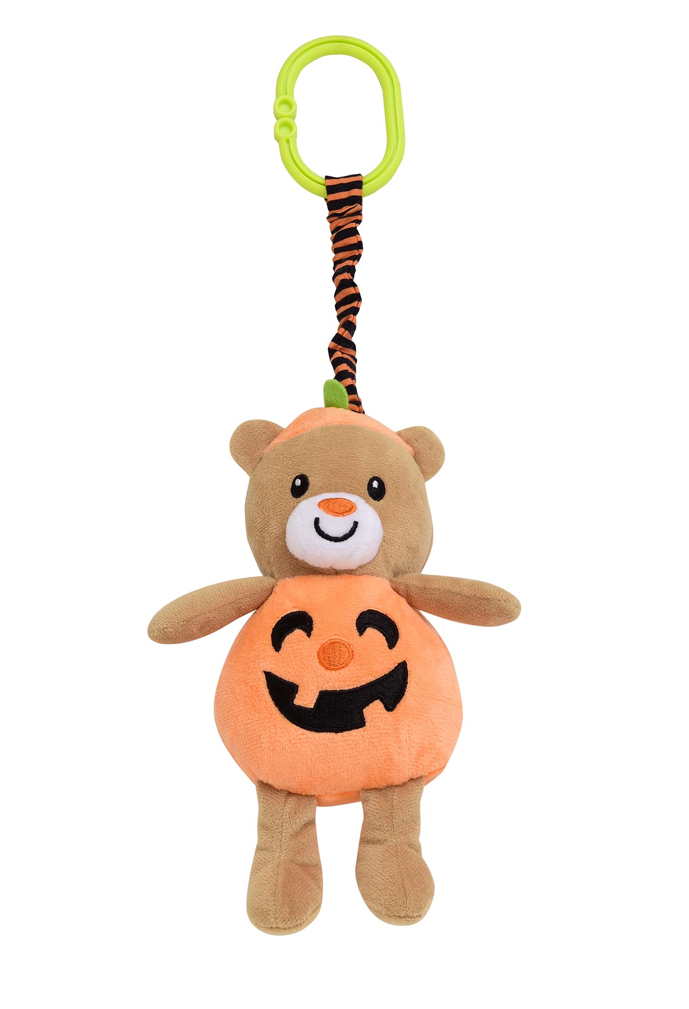 Baby Starters Magic Years Halloween Bear Chime Toy with Pull and Jiggle Vibration Feature and Travel Hook, Orange Pumpkin, 9 inch