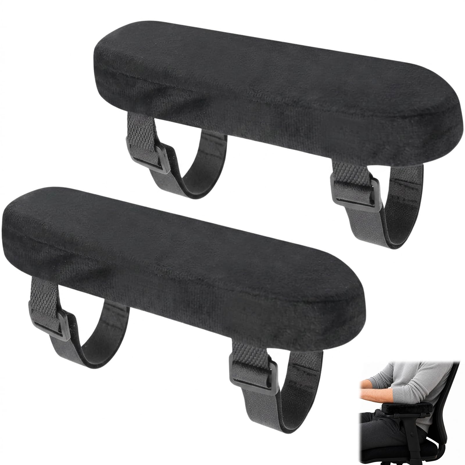 2 Stück Armlehnenschoner, Ellenbogen Polster für Bürostühle und Gaming Stühle, Unterarmstützen Polster mit Rutschfester Passform, ergonomisches Polster für langes Sitzen
