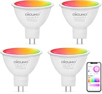 DiCUNO 5W GU5.3 Okos LED Spotlámpa - WiFi/Bluetooth RGB Színváltós, Fényerőszabályozható, 2700K-6500K, Alexa/Google Kompatibilis, 320LM, 12V 1