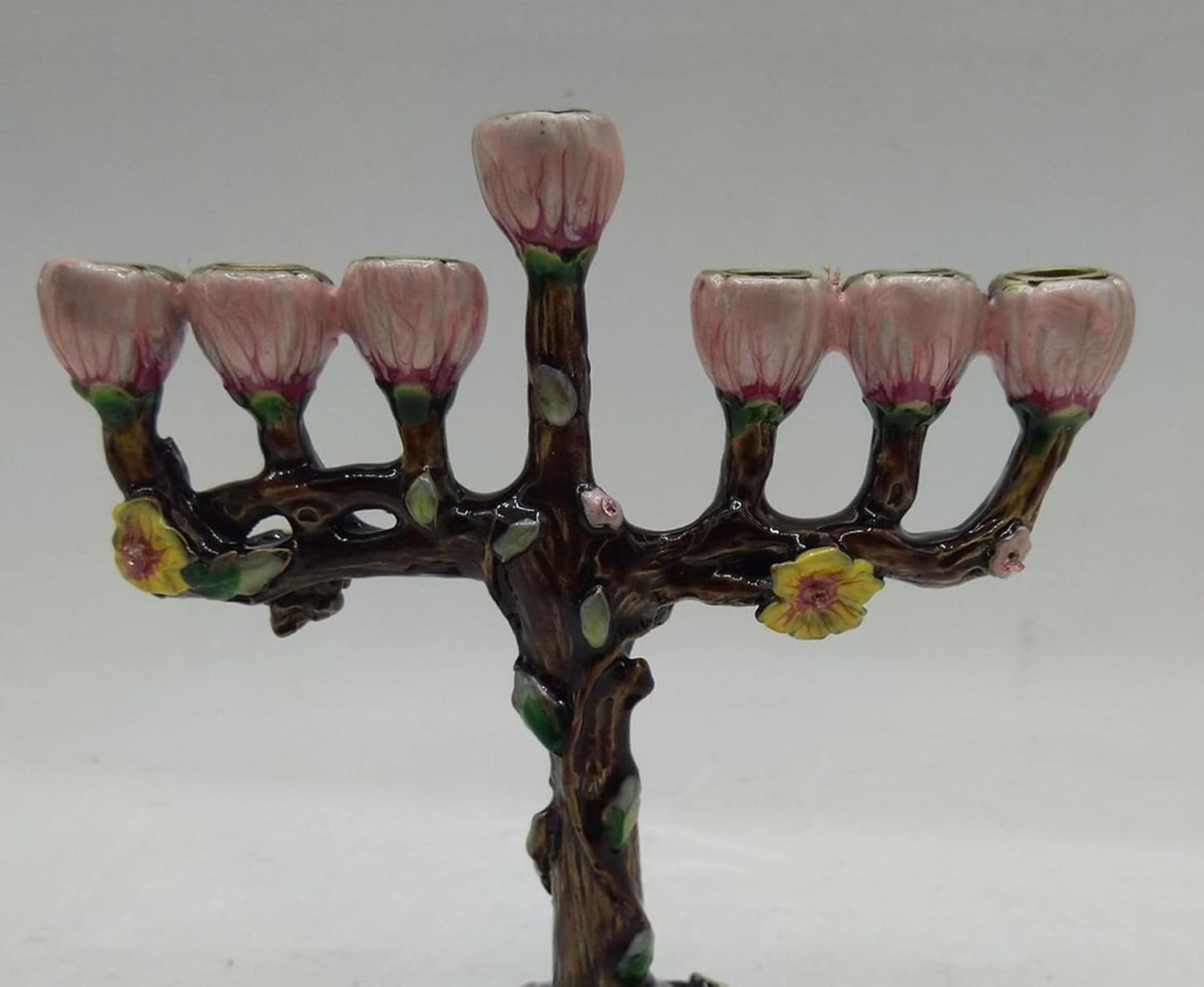 Jerusalem Israeli Menorah Decorative European Style Metal 9 Branch Judaica Menorah Retro Hand-Painted Enamel Candlesticks Ornaments