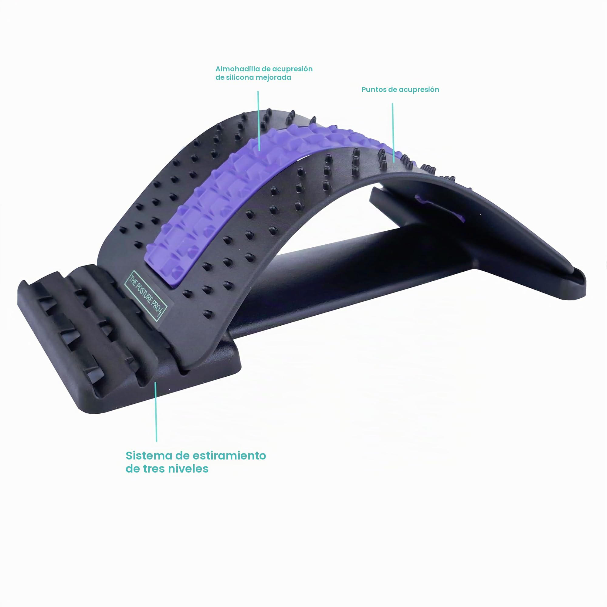 Masajeador de postura para relajación de espalda y alivio del dolor, soporte lumbar, equipo de estiramiento de fitness, ajustable y portátil