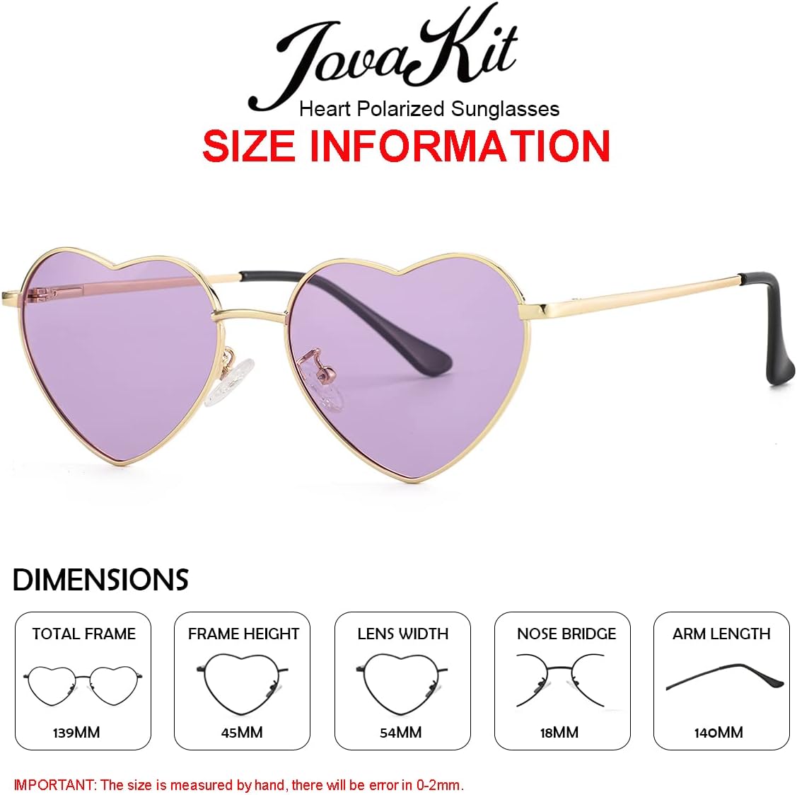 JOVAKIT Polarized Heart Sunglasses for Women Fashion Lovely Style Metal Frame UV400 Protection Lens - Image 3