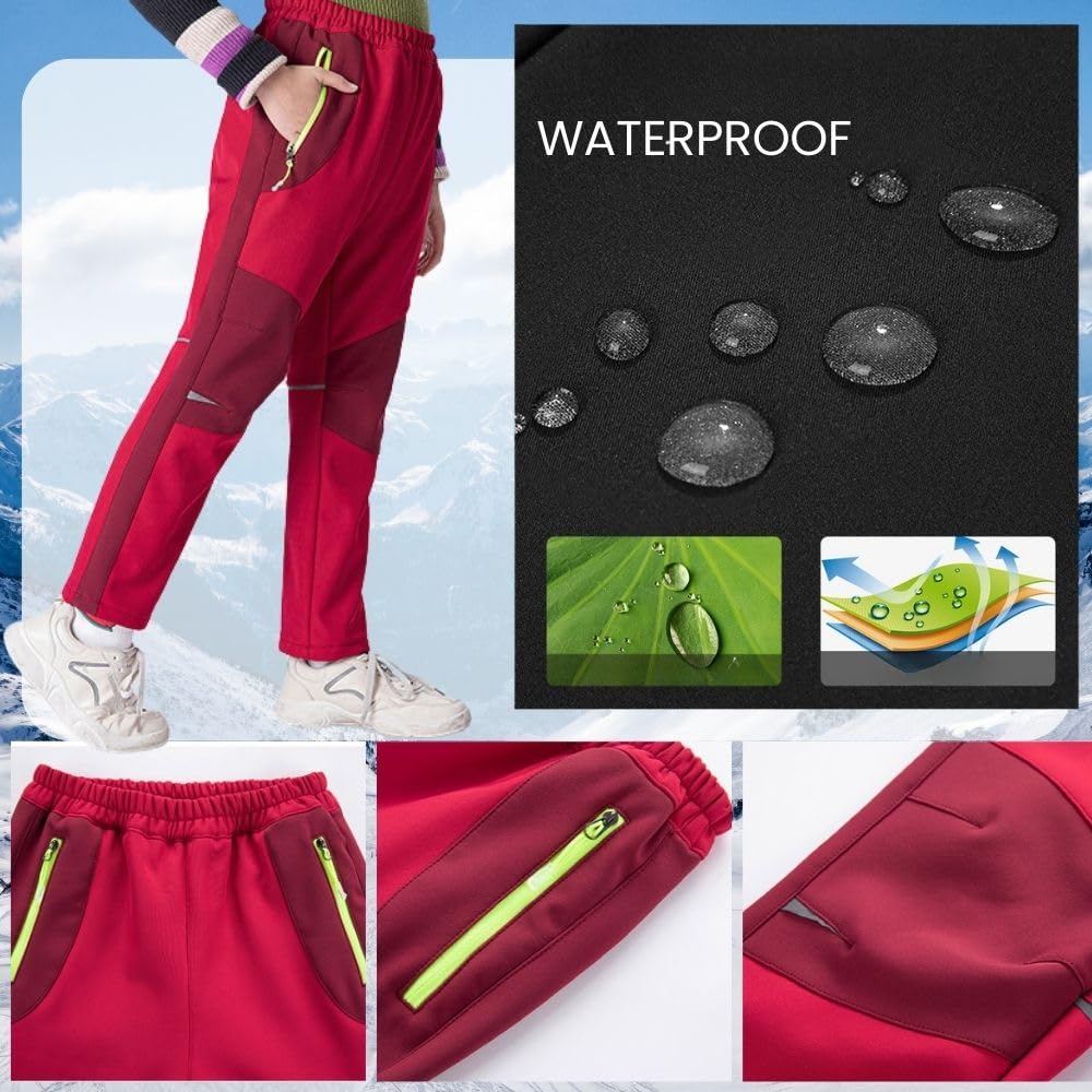 Pantaloni softshell per bambini, impermeabili, antivento, per bambini, per le escursioni, per il tempo libero, per l'inverno, per le attività all'aria aperta, per le attività all'aria aperta