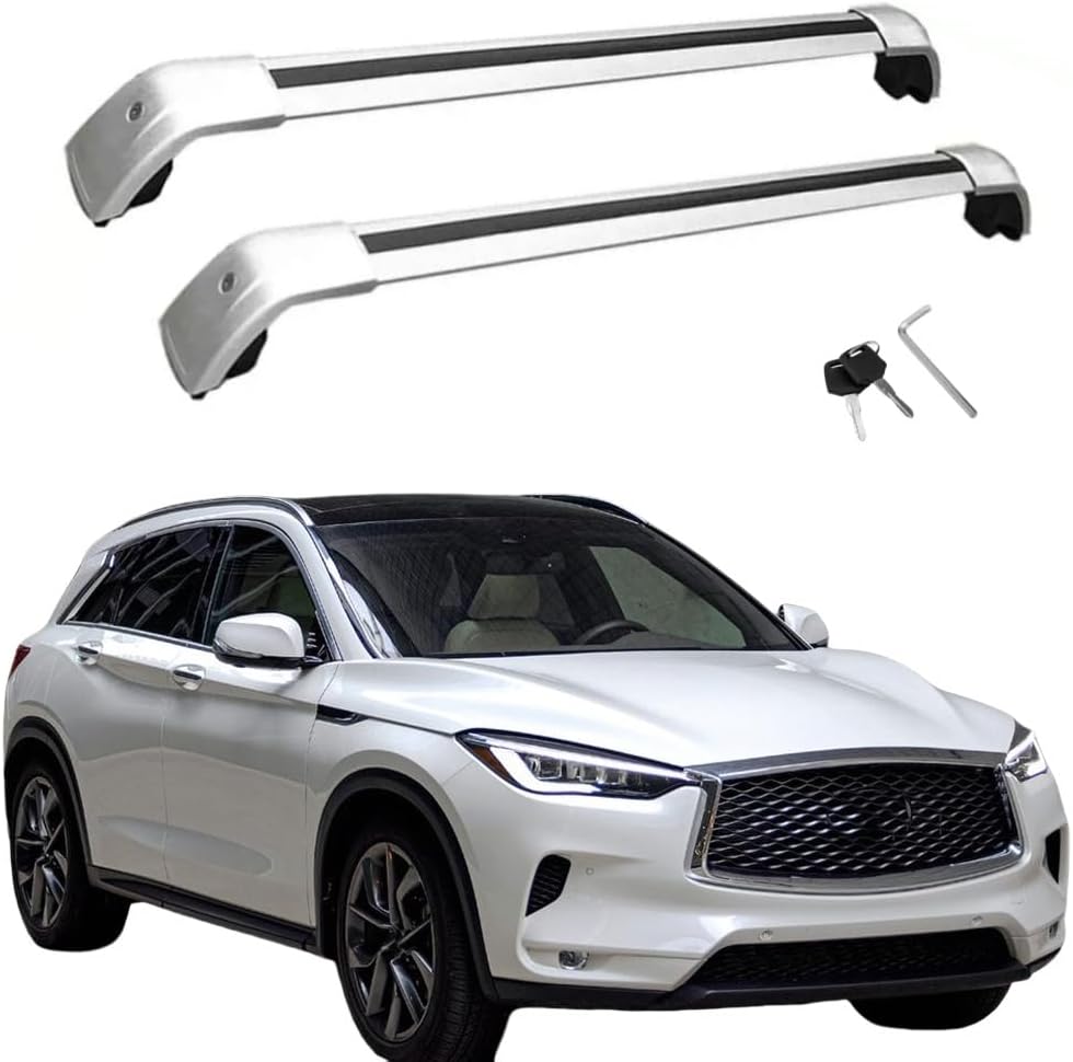 Lockable Roof Rack Cross Bars Compatible with Infiniti QX50 2019-2023 Luggage Cargo Carrier Anti-Theft Metal Roof Rack Cross Rails 240lbs Silver