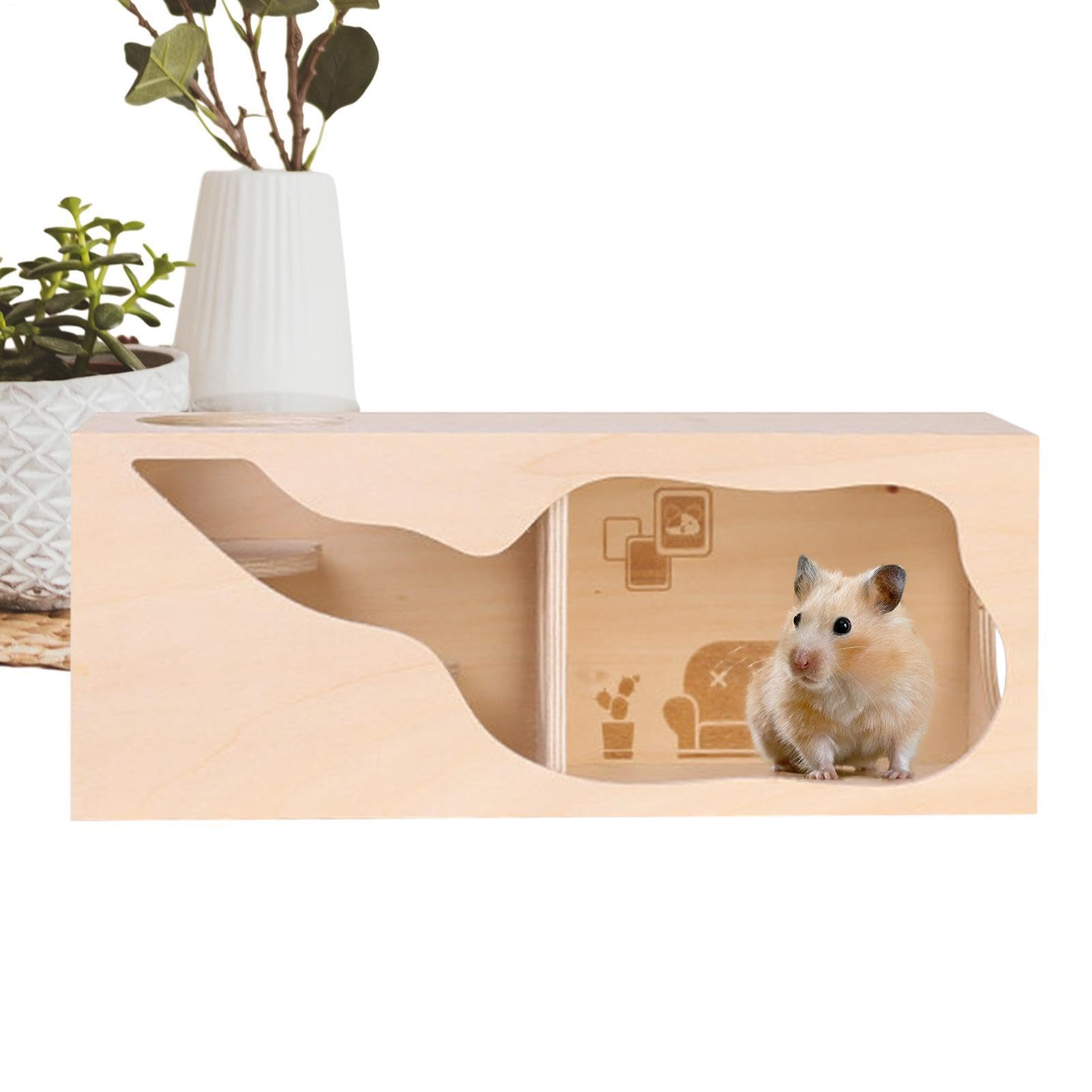 Hamsterkäfig | Hölzerne Anreicherung an der Oberseite – Hamster-Habitat Kleintierkäfig | für den Innenbereich, zum Schlafen, Graben, Kaninchen, Frettchen, Chinchilla, Igel