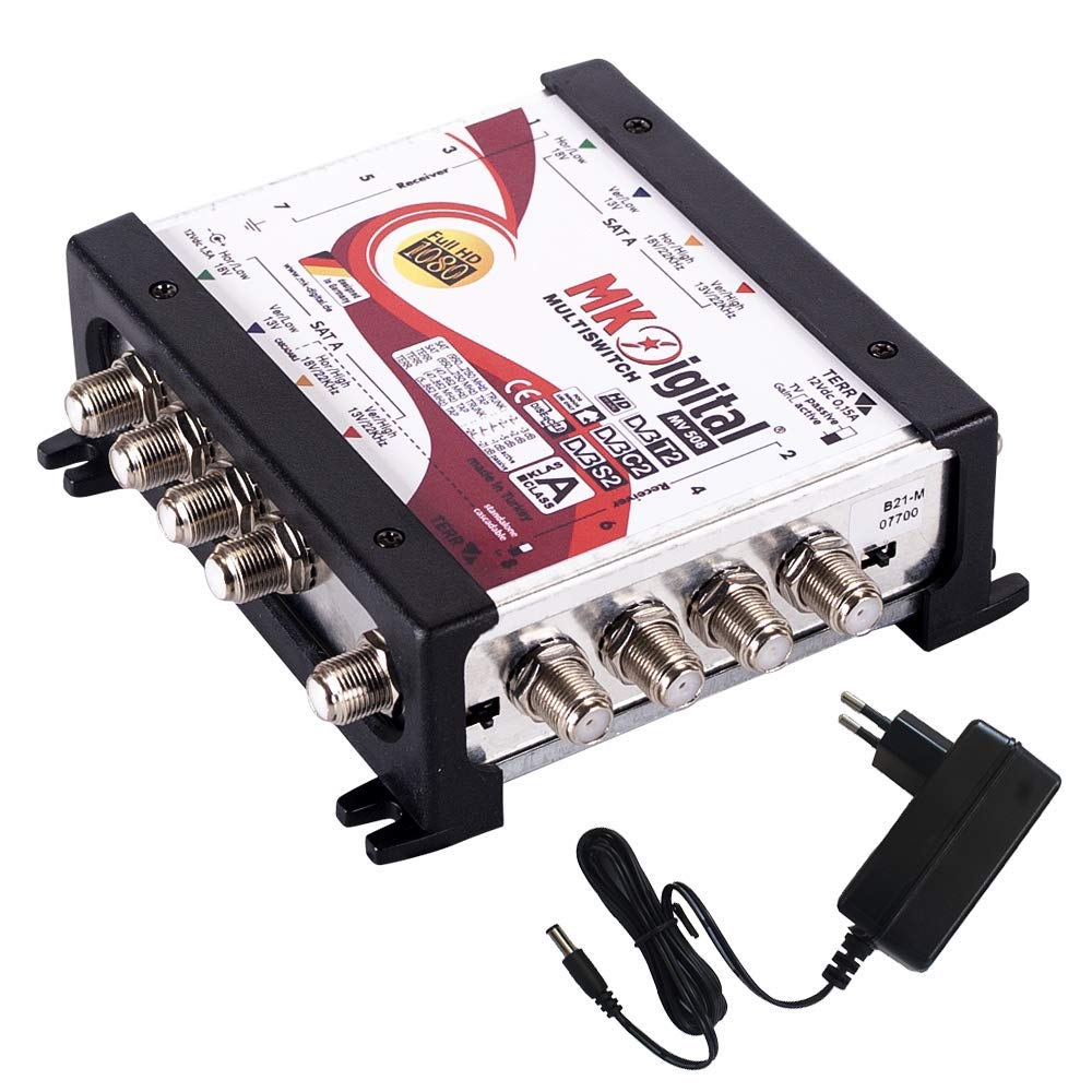 MK Digital MV Serie Multischalter, Multiswitch SAT Verteiler kaskadierbar (FullHD, HDTV, 4K, UHD, 8K) … (5/8 Multischalter)