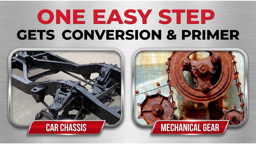 2-in-1 Rust Converter & Metal Primer - Black, Water-Based, Low VOC, Rust Remover for Metal, Reformer & Encapsulator, Ideal for Automotive, Maritime, Car Restoration, Covers up to 1,000 Sqft. Per Gallon. Anti-Rust Inhibitor & Neutralizer with Protection, Permanently Stops Corrosion. Made in the USA.
