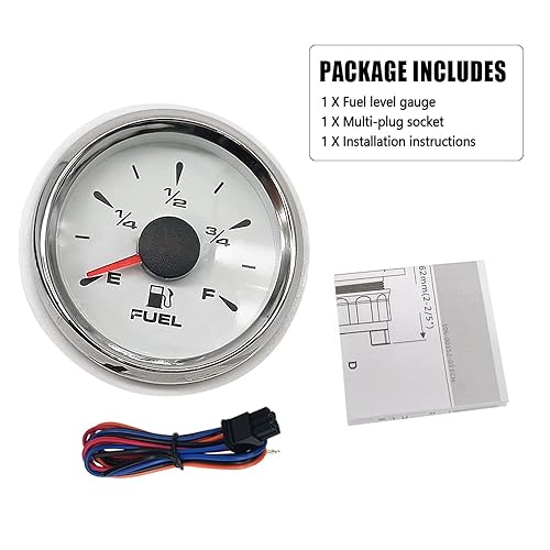 Miniatura 4 de NAJING Medidor de combustible universal de 0 a 90 ohmios, 2 pulgadas, 2.047 in, apto para automóvil, barco, yate marino, UTV, color blanco