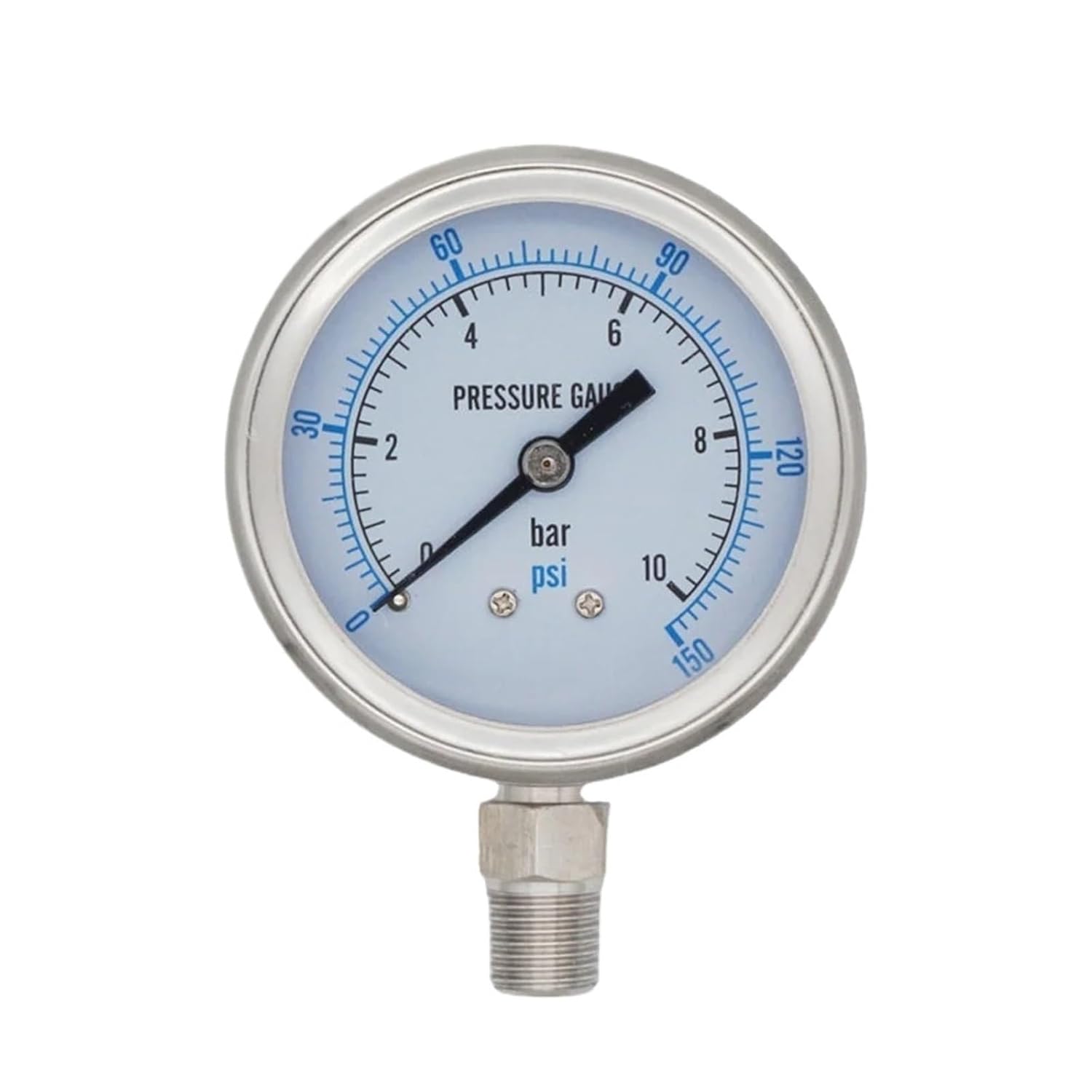 1pcs 0-40 Bar 600 PSI 1/4" NPT Male 60mm OD Dial Bar PSI Display Pressure Gauge SUS 304 Stainless Steel N2 Steam Pneumatic Homebrew