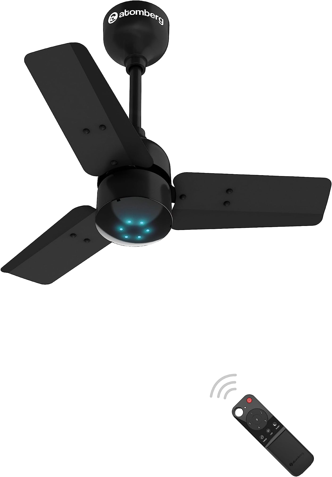 atomberg Renesa 600mm BLDC Ceiling Fan with Remote Control | BEE 5 star Rated Energy Efficient Ceiling Fan | High Air Delivery with LED Indicators | 2+1 Year Warranty (Midnight Black)