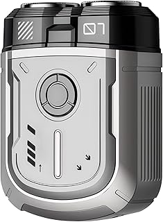 Mini afeitadora eléctrica para hombre, IPX7 impermeable con diseño de hoja de doble anillo, cuerpo de aleación compacto, carga rápida de 1 hora, cepillo de limpieza y cable de carga incluidos