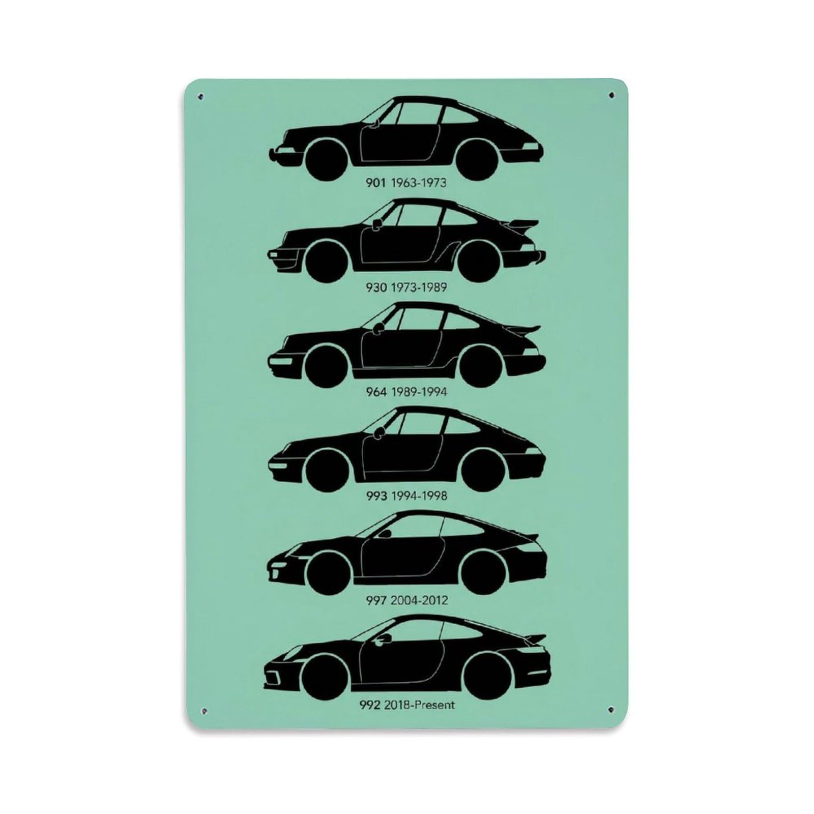 911 Targa 4S 930 964 993 992 Racing Supercar Performance Metal Tin Sign Plaque Wall Decor for Cafe, Man Cave, Club Bar, Office, Home Garden Round Metal Poster 8x12Inch