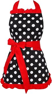 RosieLily Retro Aprons for Women with Pockets Vintage Apron Kitchen Apron for Cooking Baking Cute