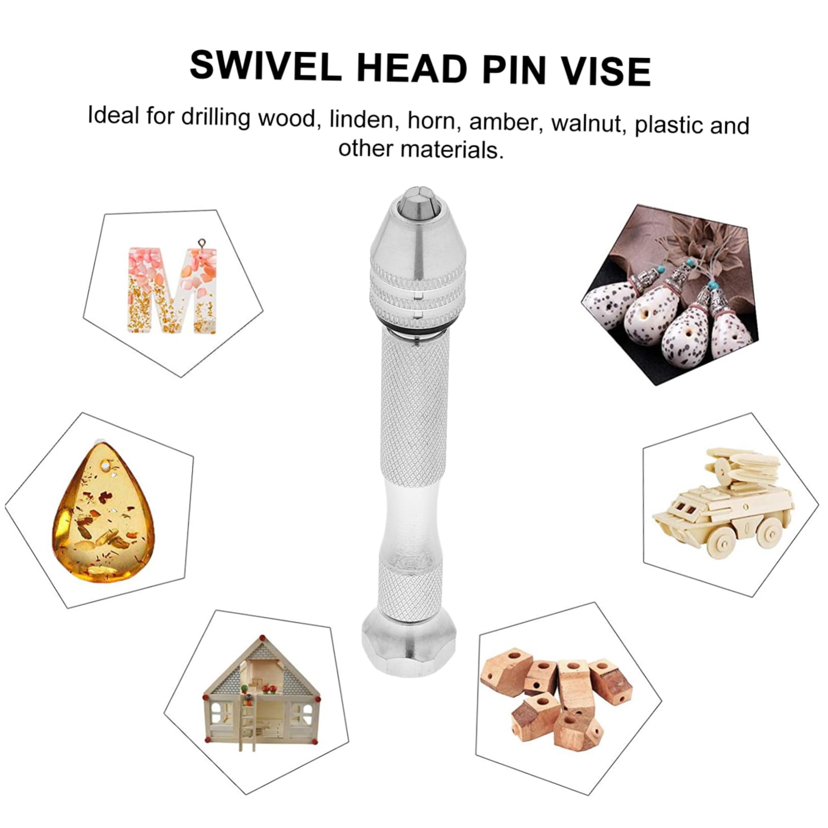 Holibanna Woodworking Tool Walnut Punch Mini Hand Drill Aluminum Alloy Pin Vise Wire Tool Drill Bit Holder