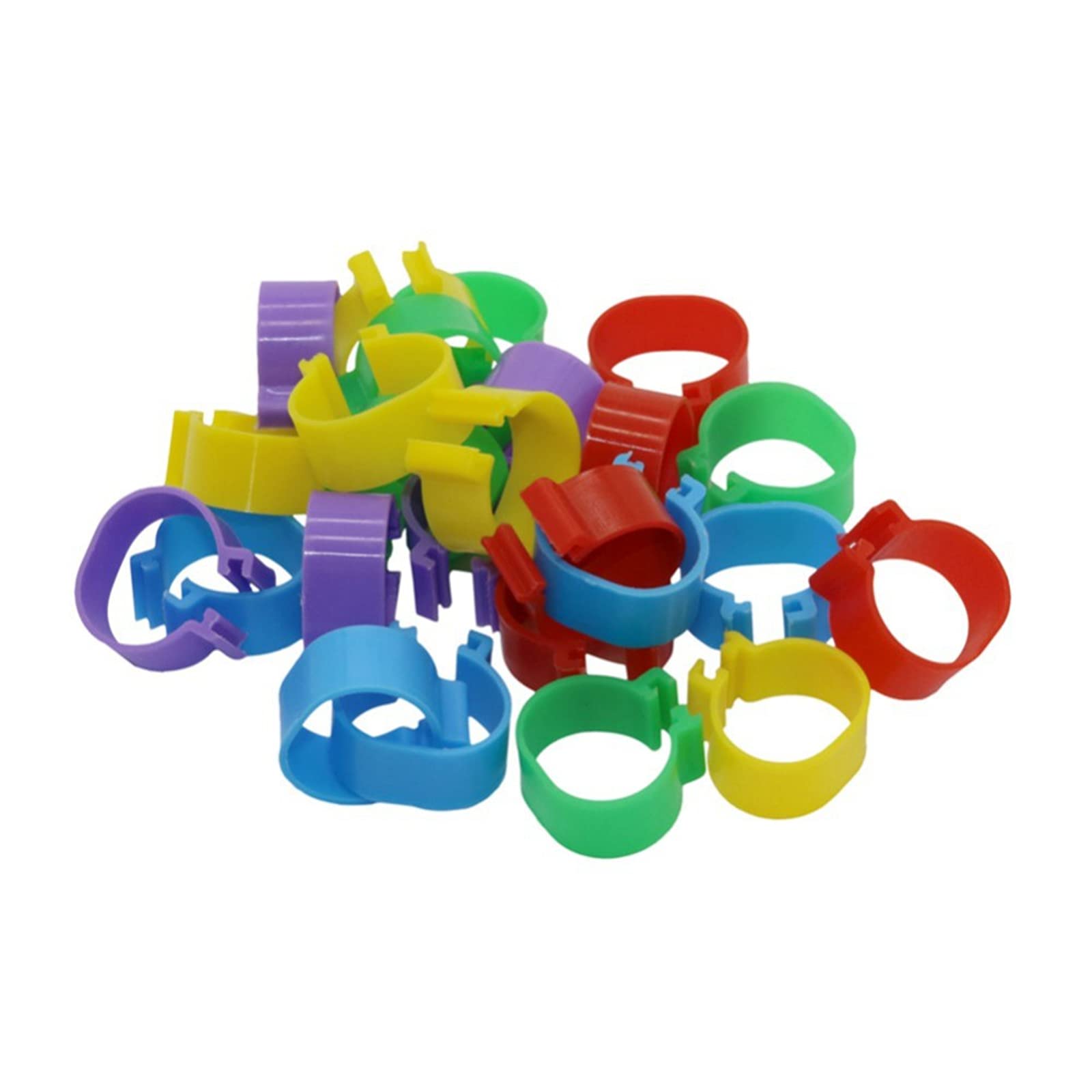 Bandas de identificación de aves de corral, anillos de plástico duraderos, paquete de 100 unidades para pollos y palomas, fáciles de usar y coloridos, ideales para pájaros de granja y patio trasero