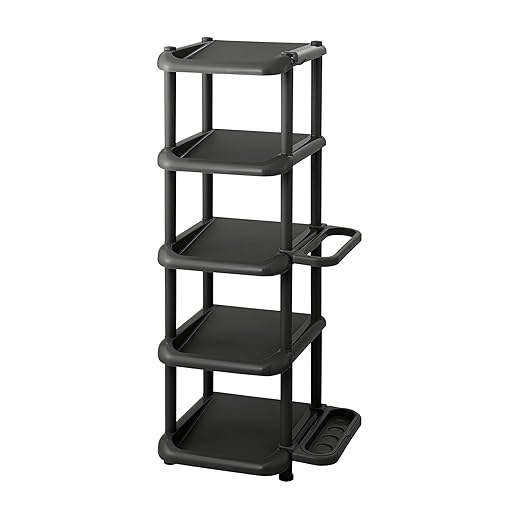 LIKE-IT Shoe Storage, Shoe Rack, 5 Tiers, Approx. Width 14.0 x Depth 12.2 x Height 34.3 inches (35.5 x 31 x 87 cm), Black, Made in Japan, Storage for Short Boots, Space-Saving, Washable, Wipable, Easy
