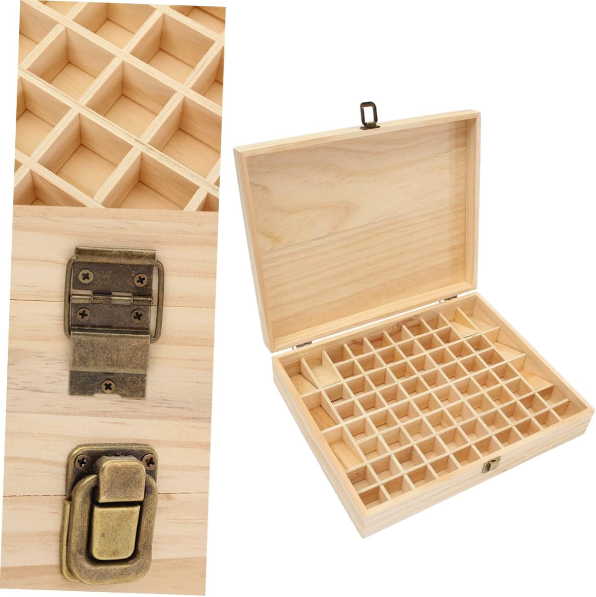 72holes Slots Wooden Essential Oil Storage Box Portable Organizer for Travel Lightweight Design Handmade Pine Craftsmanship Essential Oil Bottle Holder for Easy Access and Display